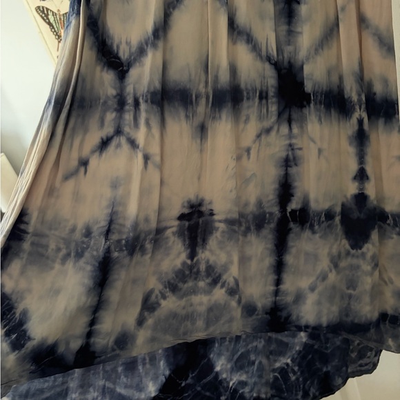 Anthropologie Navy/White Tie Dye High Low Dress - Picture 3 of 5